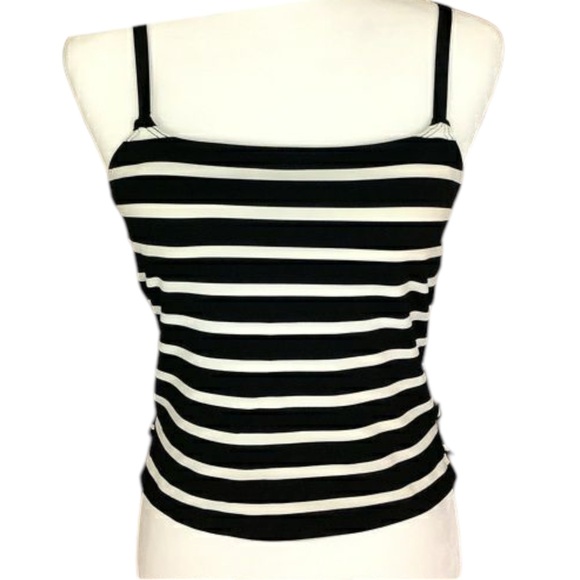 NAUTICA Black/White Striped Tankini Swim Top - Picture 3 of 4